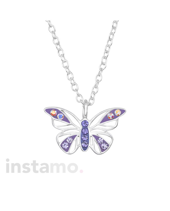 Stříbrný náhrdelník motýl-313461-20