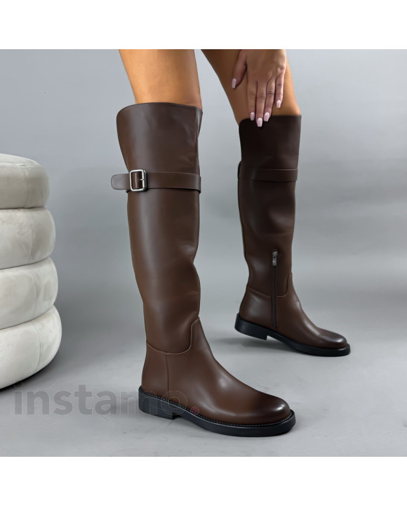 Hnědé vysoké kozačky-323360-20