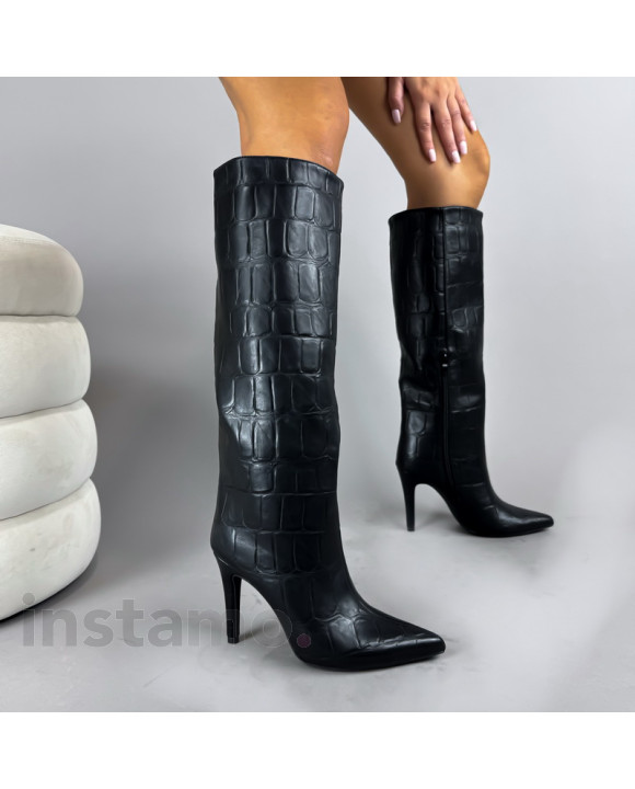 Černé vysoké kozačky-323225-20