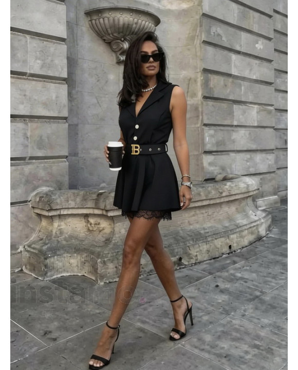 Černý overal s krajkou a páskem-327112-20