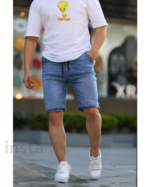 Modré džínové pánské kraťasy-286004-20