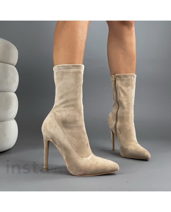 Béžové semišové kotníkové boty-323250-20