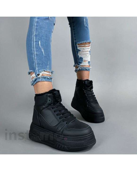 Černé kotníkové zateplené tenisky-314077-20