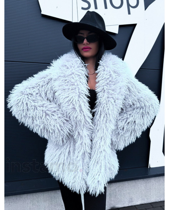 Bílý kožešinový kabát-314257-20