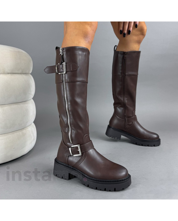 Hnědé vysoké kozačky-323422-20