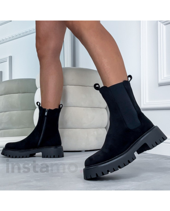 Černé semišové polokozačky-323503-20