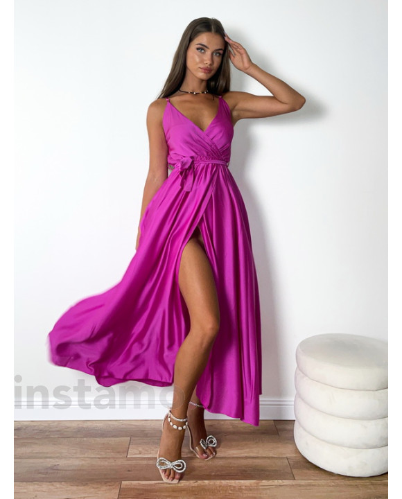 Cyklamenové dlouhé saténové šaty-288670-20