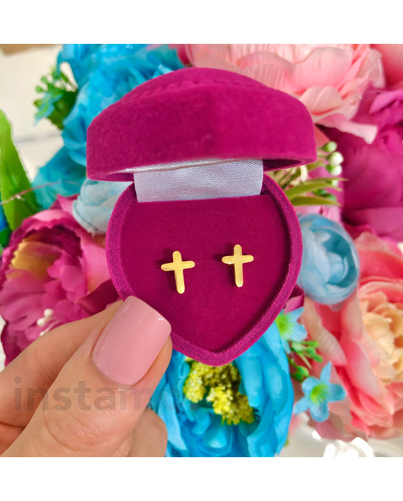 Dámské pozlacené ocelové náušnice křížek-274139-20