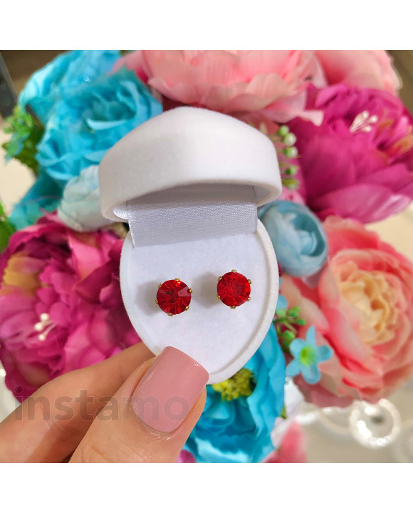 Dámské ocelové náušnice červené-274012-20