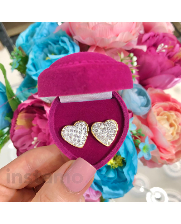 Dámské pozlacené ocelové náušnice srdce-274069-20