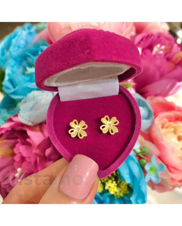 Dámské pozlacené ocelové náušnice květ-274029-20