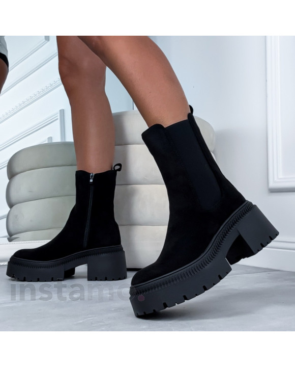 Černé semišové polokozačky-321565-20