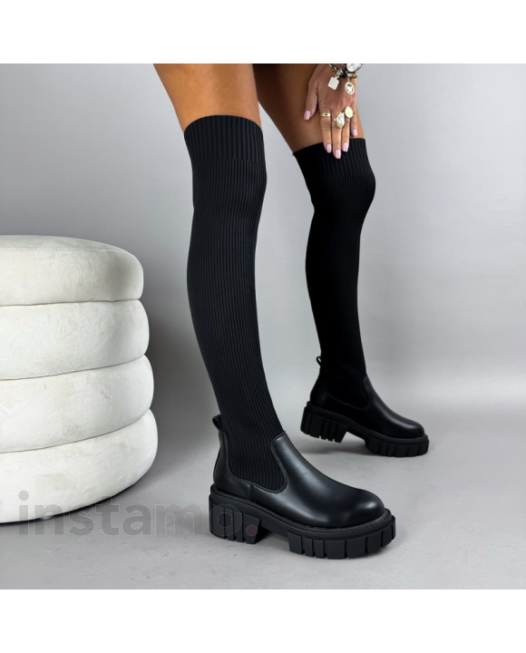 Černé vysoké kozačky-322447-20