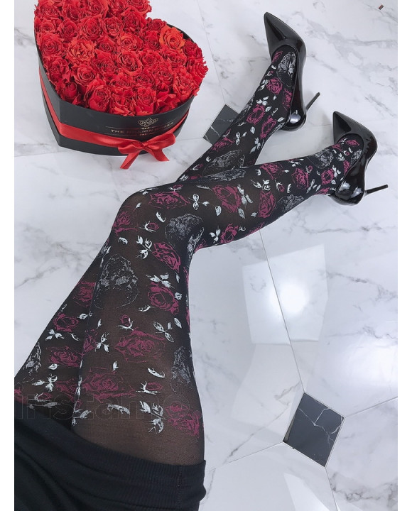 Dámské punčošky vzor Růže + lebky-182106-20