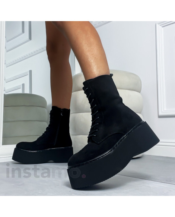 Černé semišové polokozačky-311259-20