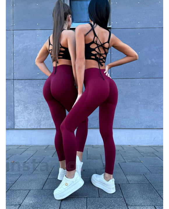 Vínové PUSH UP legíny-311637-20