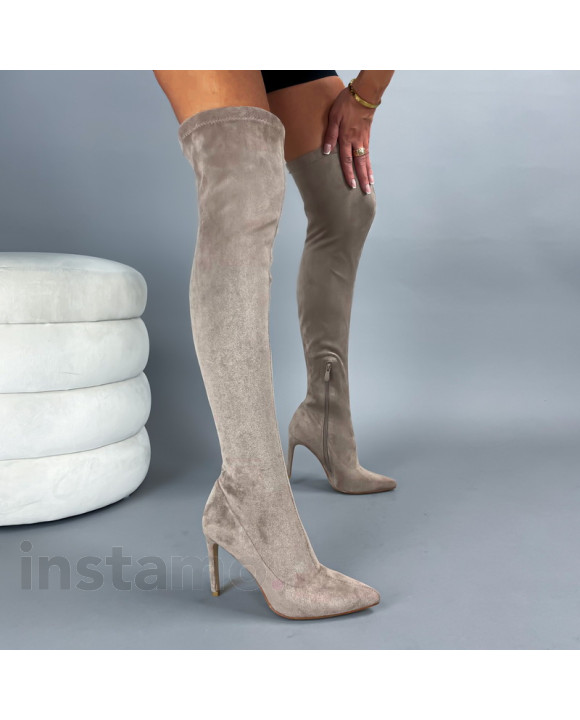 Šedo hnědé vysoké kozačky-312649-20