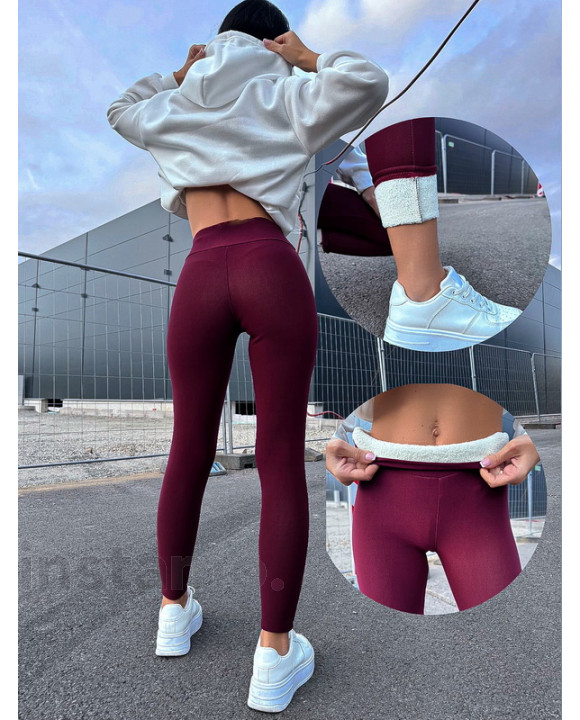 Vínové zateplené legíny-312742-20