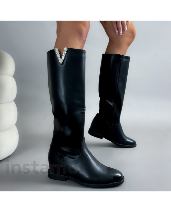 Černé vysoké kozačky-313070-20