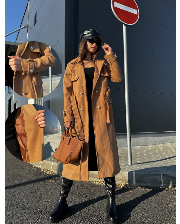 Hnědý dlouhý kabát-313069-20