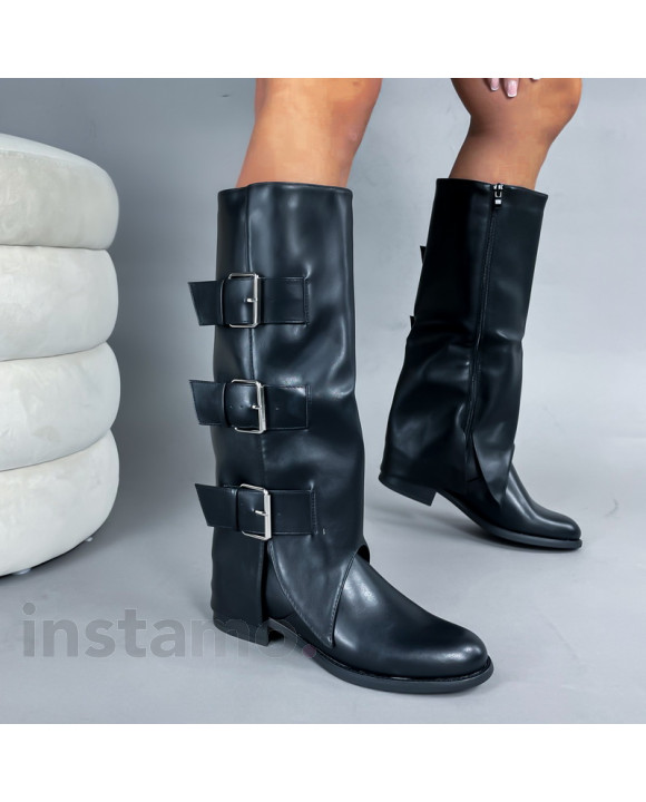 Černé vysoké kozačky-313113-20