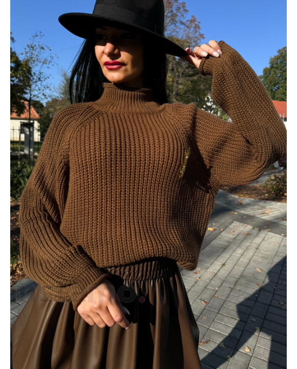Hnědý pletený svetr-312173-20