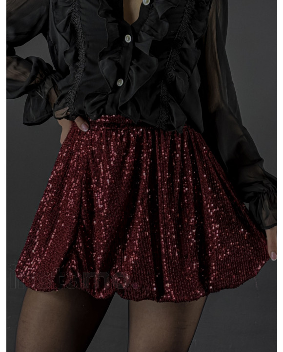 Vínová flitrovaná sukně-313317-20