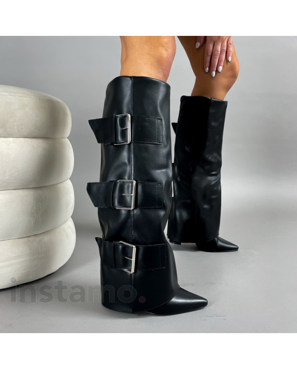 Černé vysoké kozačky-313868-20
