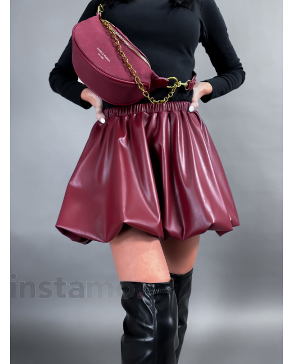Vínová koženková PUFFY sukně-313945-20