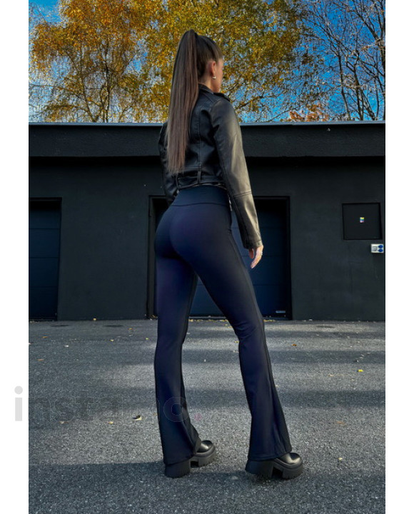 Tmavě modré zvonové zateplené legíny-314147-20