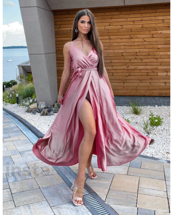 Lososové saténové šaty-316886-20