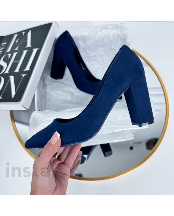 Tmavě modré lodičky s hrubým podpatkem-264731-20