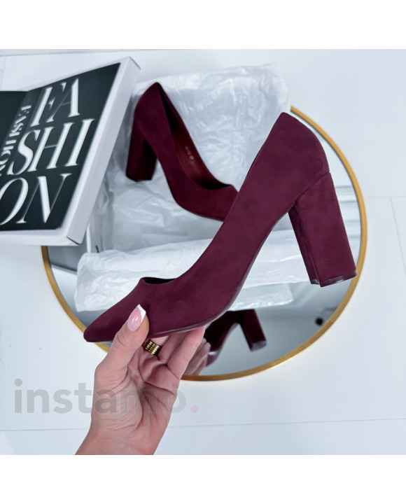 Vínové lodičky s hrubým podpatkem-264738-20