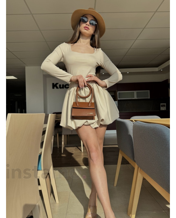 Béžové PUFFY šaty-316895-20