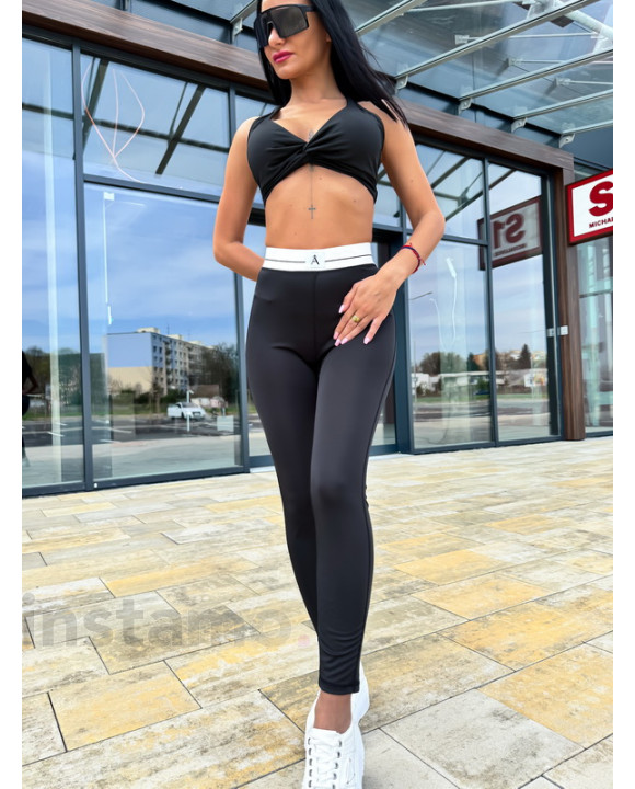 Černé lesklé legíny A-318536-20