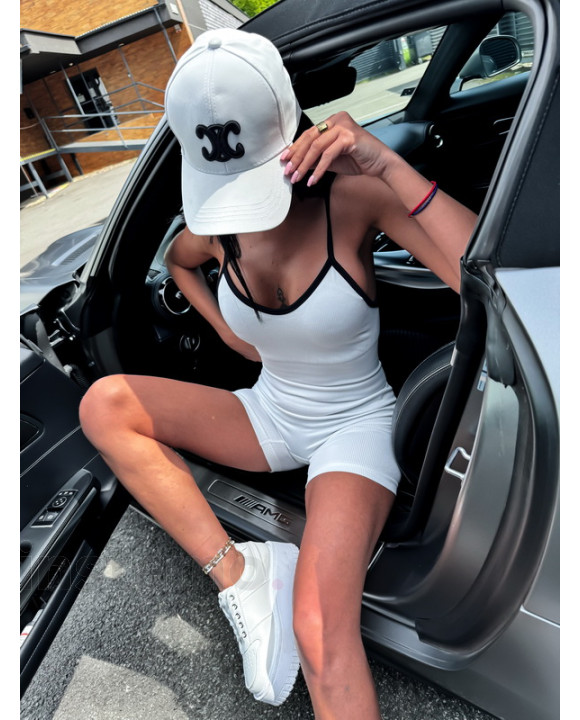 Bílý krátký vroubkovaný overal-318701-20