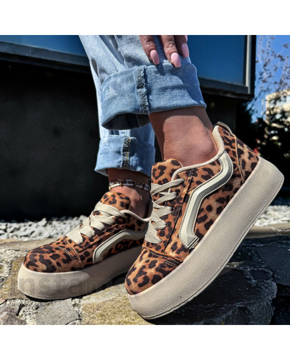 Hnědé tenisky s leopardím vzorem-318634-20