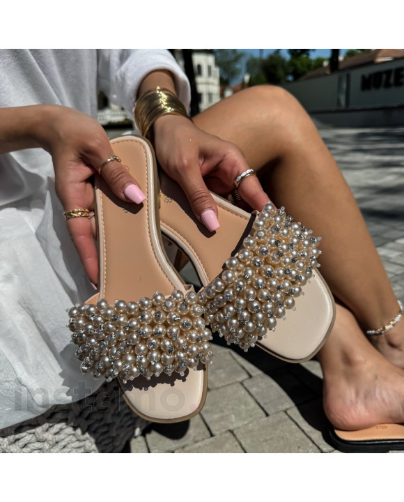 Béžové pantofle s perličkami-318274-20