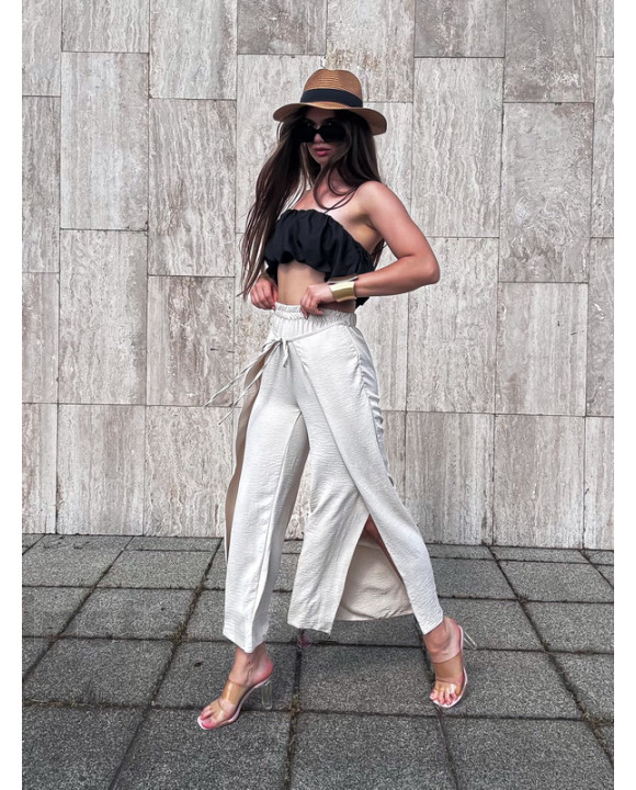 Béžové široké nohavice s rozparkem-318850-20