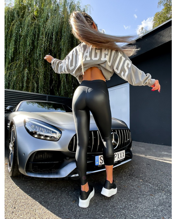 Černé koženkové zateplené legíny-293295-20