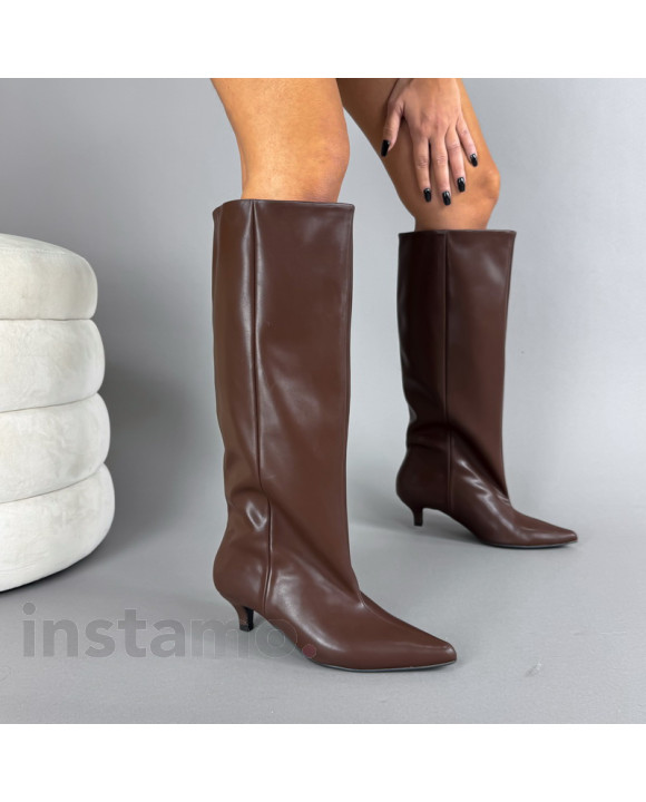 Hnědé vysoké kozačky-323621-20