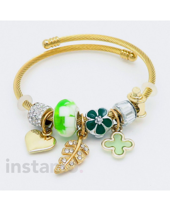 Dámský pozlacený ocelový náramek s přívěskami-312235-20