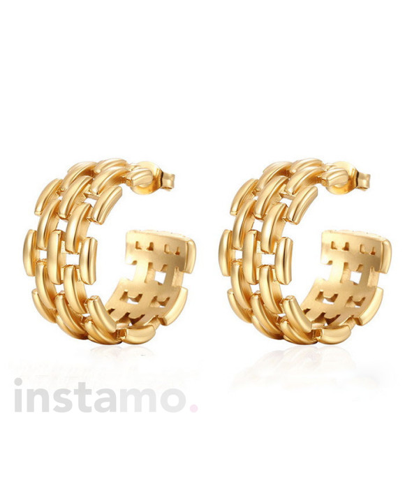 Ocelové náušnice půlkruhy pozlacené-292475-20