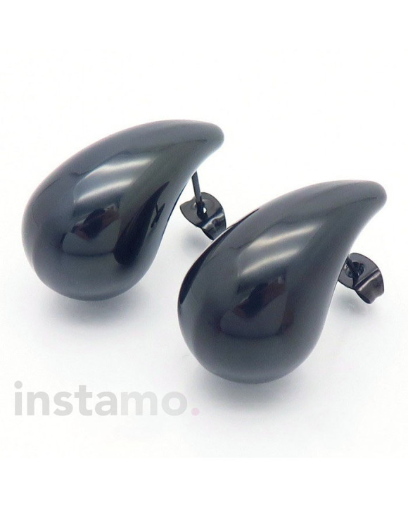 Ocelové náušnice slzy černé-299147-20