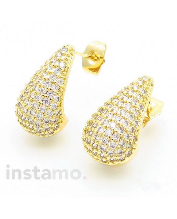 Dámské pozlacené náušnice slzy s kryšťálky-299159-20