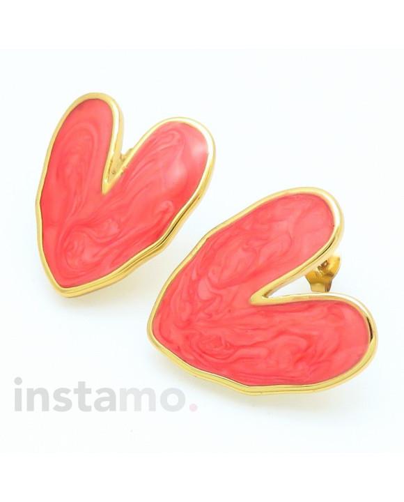 Dámské ocelové náušnice srdce pozlacené-312467-20