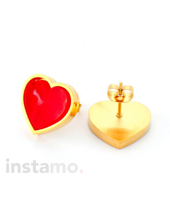 Dámské ocelové náušnice pozlacené srdce-272245-20