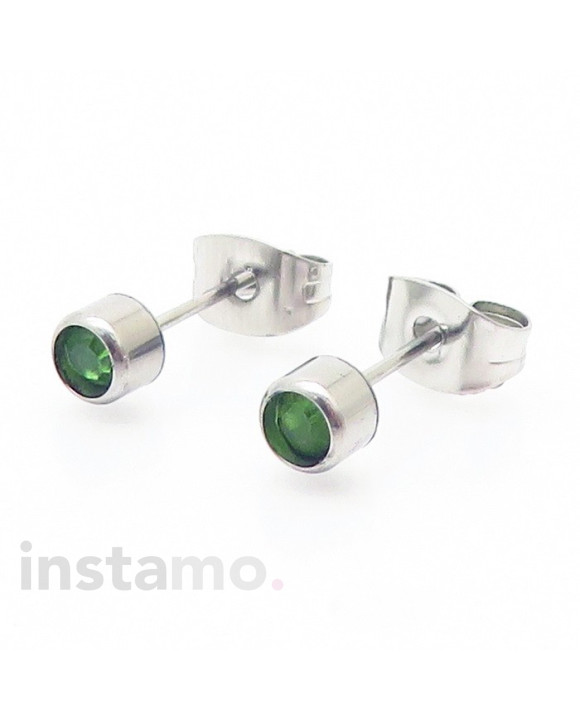 Ocelové náušnice zelené-324087-20