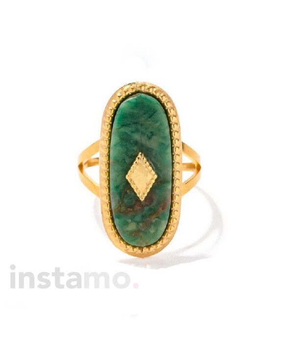 Nastavitelný ocelový prsten zelený-316095-20