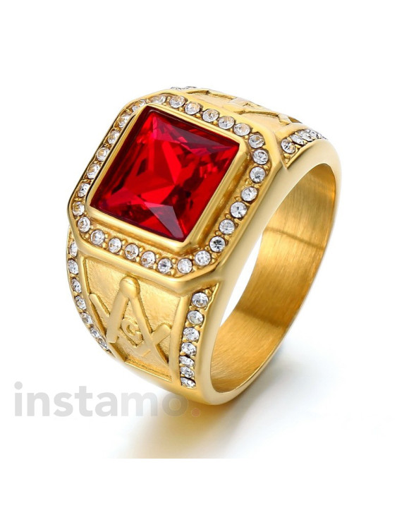 Pánský pozlacený ocelový prsten-315858-20